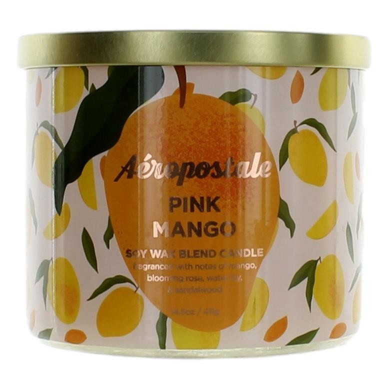 Bottle of Aeropostale 14.5 oz Soy Wax Blend 3 Wick Candle - Pink Mango